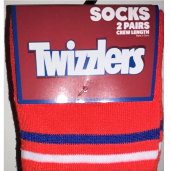 Twizzlers Odd Sox Crew Socks 2 Pair Men 8-12 W 9-13 Red Blue w Logo Chewy Candy - Picture 2 of 9